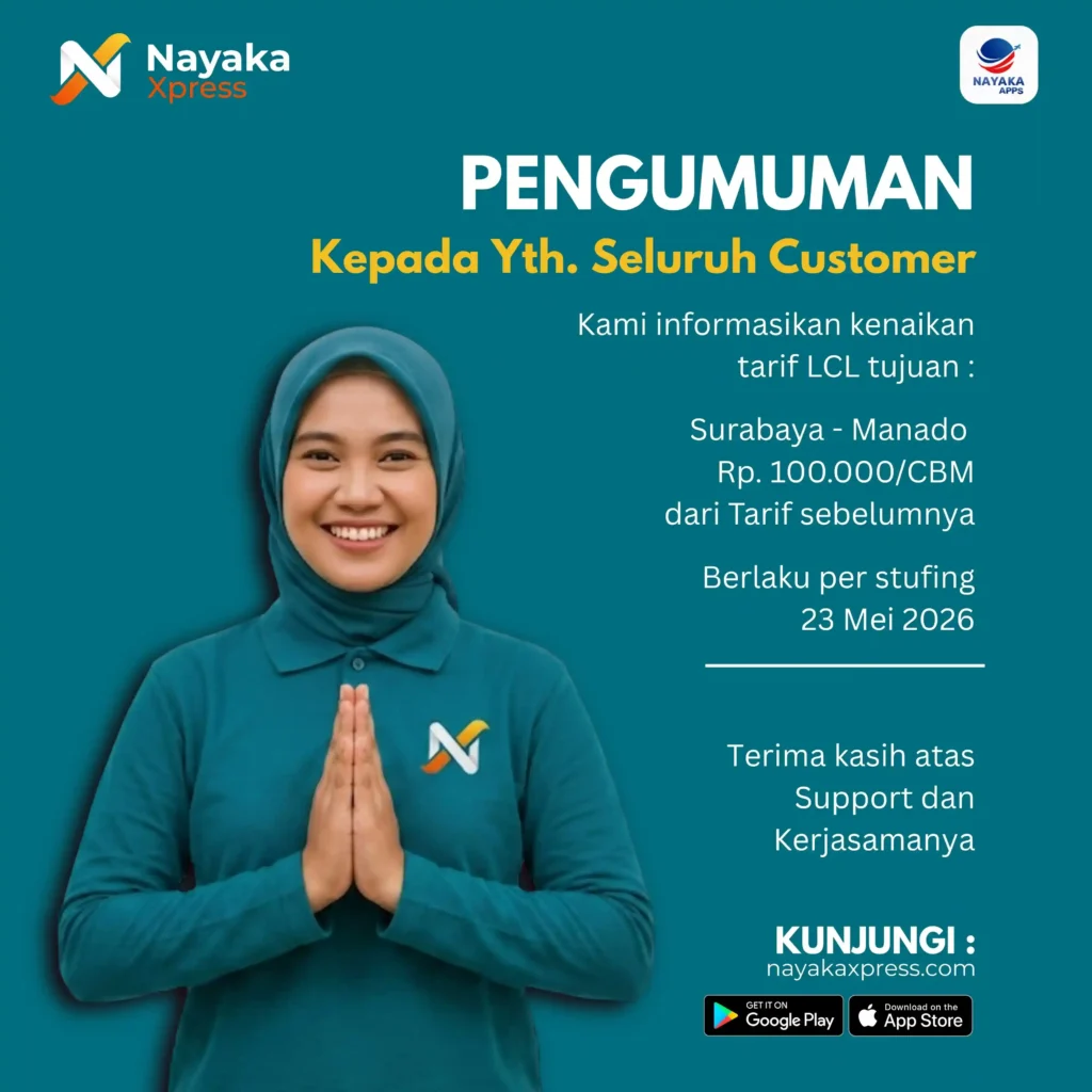 tarif terbaru lcl surabaya manado