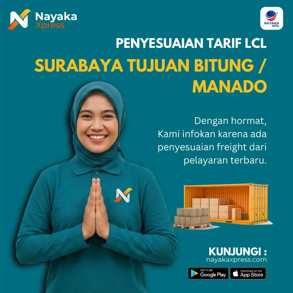 tarif terbaru surabaya manado
